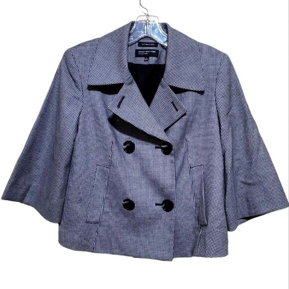 Jones New York Stretch Black and White Houndstooth Cropped Jacket Sz 4 - Picture 1 of 7